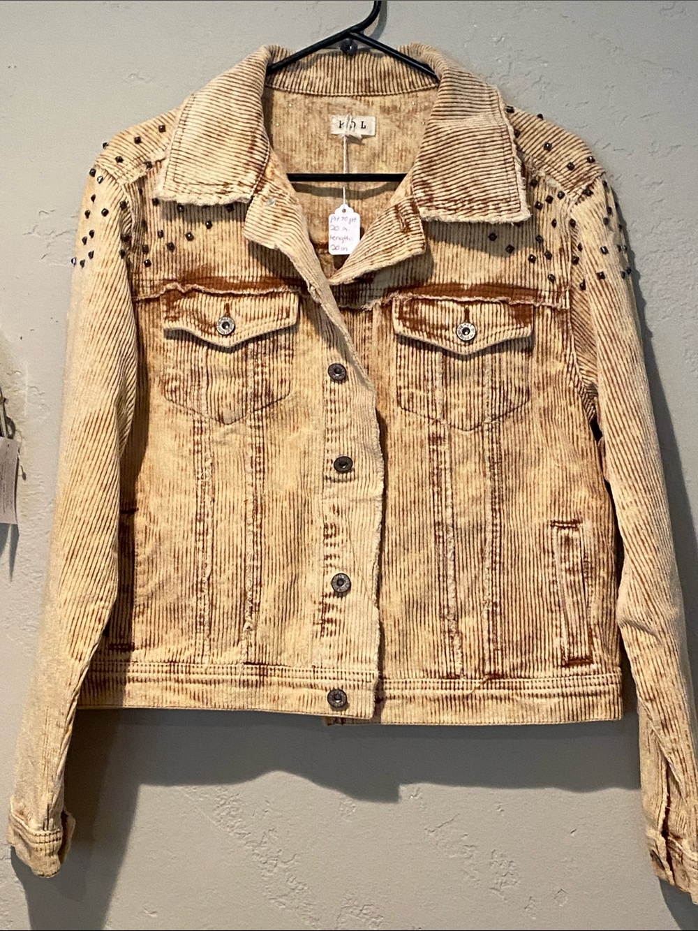 POL Tan Studded Corduroy Jacket - Sz M PTP 20 Length 20